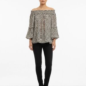 Max Studio Black and Cream Leopard Print Blouse